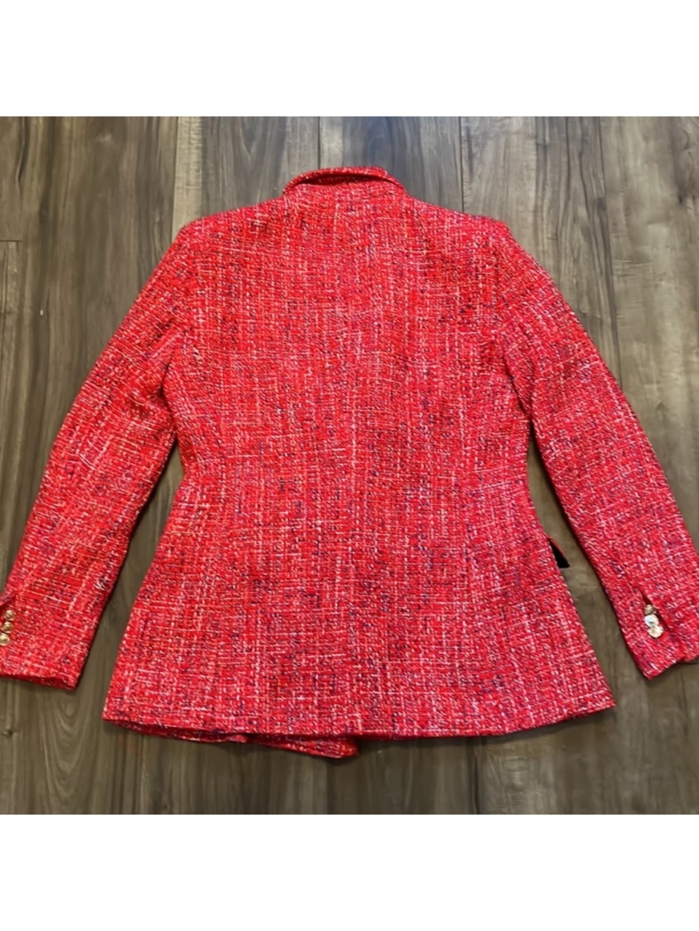 Red Tweed Women's Blazer Jacket - Elegant Tailored Coat